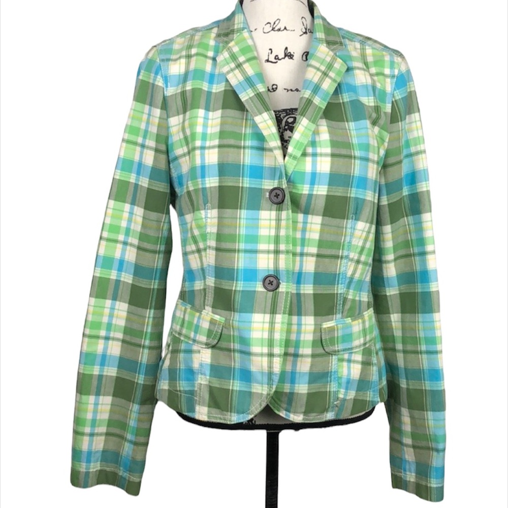 Gap Plaid Button Front Collard Coat Size 10